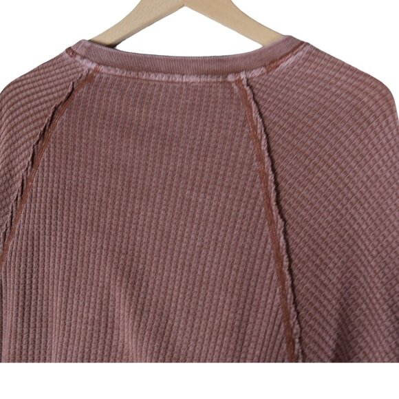 Z Supply Waffle Knit Cropped Pullover Size S Slouchy Thermal Vintage Dusty Rose - Picture 4 of 7